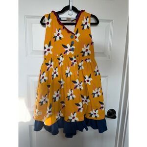 30.Wildflowers Girls Floral Dress Mustard Yellow Detachable Gnome Hood Size 10